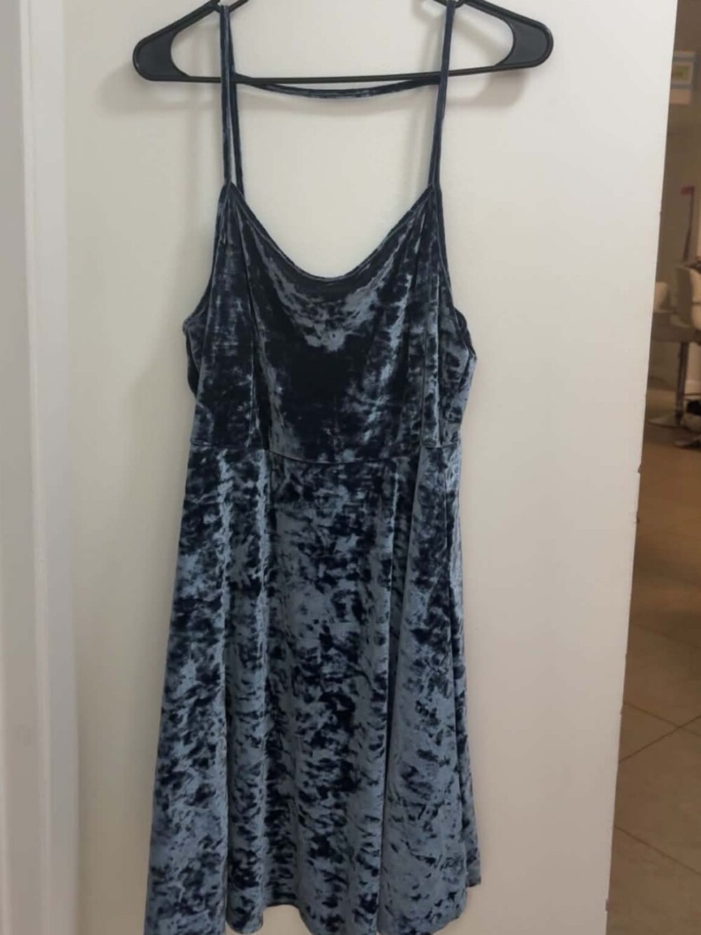 Forever 21 Blue/Gray Velvet Midi Dress. 2XL